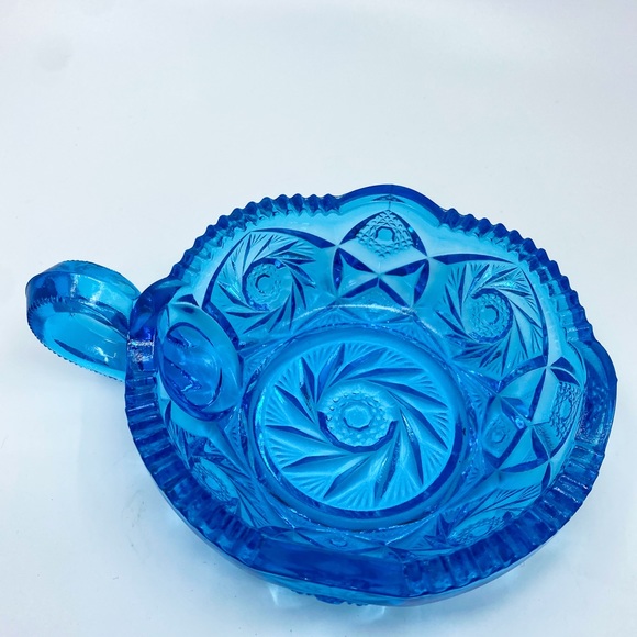 Vintage 1950s Kemple McKee Aztec Blue Nappy Dish Pattern 96 Handled Bowl - Picture 2 of 12